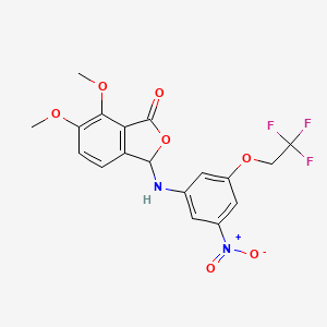 molecular formula C18H15F3N2O7 B4362005 6,7-DIMETHOXY-3-[3-NITRO-5-(2,2,2-TRIFLUOROETHOXY)ANILINO]-1(3H)-ISOBENZOFURANONE 