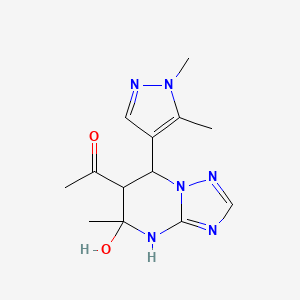 molecular formula C13H18N6O2 B4362009 1-[7-(1,5-DIMETHYL-1H-PYRAZOL-4-YL)-5-HYDROXY-5-METHYL-4,5,6,7-TETRAHYDRO[1,2,4]TRIAZOLO[1,5-A]PYRIMIDIN-6-YL]-1-ETHANONE 