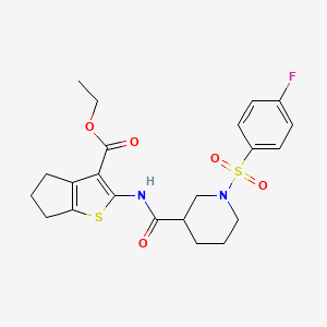 ETHYL 2-[({1-[(4-FLUOROPHENYL)SULFONYL]-3-PIPERIDYL}CARBONYL)AMINO]-5,6-DIHYDRO-4H-CYCLOPENTA[B]THIOPHENE-3-CARBOXYLATE