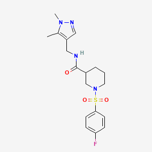 N-[(1,5-dimethyl-1H-pyrazol-4-yl)methyl]-1-[(4-fluorophenyl)sulfonyl]-3-piperidinecarboxamide