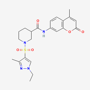 1-[(1-ethyl-3-methyl-1H-pyrazol-4-yl)sulfonyl]-N-(4-methyl-2-oxo-2H-chromen-7-yl)-3-piperidinecarboxamide