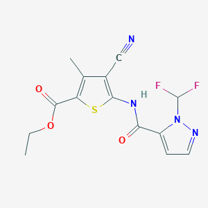 molecular formula C14H12F2N4O3S B4362136 ethyl 4-cyano-5-({[1-(difluoromethyl)-1H-pyrazol-5-yl]carbonyl}amino)-3-methyl-2-thiophenecarboxylate 