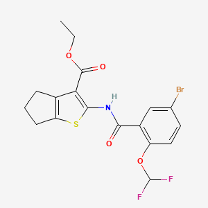 molecular formula C18H16BrF2NO4S B4362191 ethyl 2-{[5-bromo-2-(difluoromethoxy)benzoyl]amino}-5,6-dihydro-4H-cyclopenta[b]thiophene-3-carboxylate 