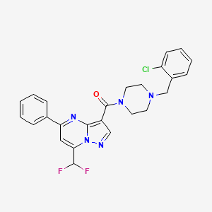 molecular formula C25H22ClF2N5O B4362230 [4-(2-CHLOROBENZYL)PIPERAZINO][7-(DIFLUOROMETHYL)-5-PHENYLPYRAZOLO[1,5-A]PYRIMIDIN-3-YL]METHANONE 