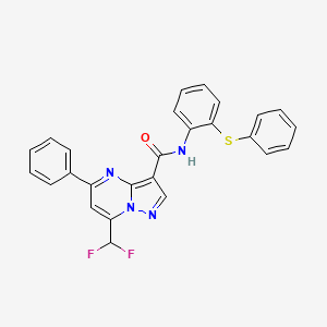 molecular formula C26H18F2N4OS B4362258 7-(difluoromethyl)-5-phenyl-N-[2-(phenylsulfanyl)phenyl]pyrazolo[1,5-a]pyrimidine-3-carboxamide 