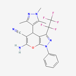 6-AMINO-3-(1,1,2,2,2-PENTAFLUOROETHYL)-1-PHENYL-4-(1,3,5-TRIMETHYL-1H-PYRAZOL-4-YL)-1,4-DIHYDROPYRANO[2,3-C]PYRAZOL-5-YL CYANIDE