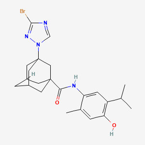 molecular formula C23H29BrN4O2 B4362343 3-(3-bromo-1H-1,2,4-triazol-1-yl)-N-(4-hydroxy-5-isopropyl-2-methylphenyl)-1-adamantanecarboxamide 