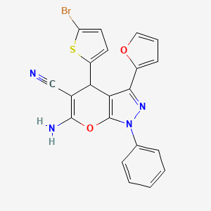 molecular formula C21H13BrN4O2S B4362383 6-amino-4-(5-bromo-2-thienyl)-3-(2-furyl)-1-phenyl-1,4-dihydropyrano[2,3-c]pyrazole-5-carbonitrile 