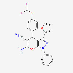 6-amino-4-[4-(difluoromethoxy)phenyl]-3-(furan-2-yl)-1-phenyl-1,4-dihydropyrano[2,3-c]pyrazole-5-carbonitrile