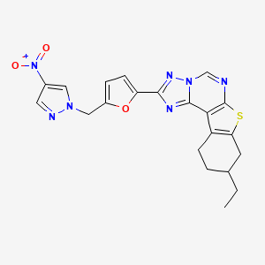 9-ethyl-2-{5-[(4-nitro-1H-pyrazol-1-yl)methyl]-2-furyl}-8,9,10,11-tetrahydro[1]benzothieno[3,2-e][1,2,4]triazolo[1,5-c]pyrimidine