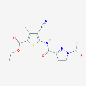 ethyl 4-cyano-5-({[1-(difluoromethyl)-1H-pyrazol-3-yl]carbonyl}amino)-3-methyl-2-thiophenecarboxylate