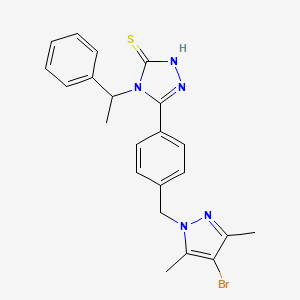 5-{4-[(4-BROMO-3,5-DIMETHYL-1H-PYRAZOL-1-YL)METHYL]PHENYL}-4-(1-PHENYLETHYL)-4H-1,2,4-TRIAZOL-3-YLHYDROSULFIDE