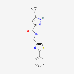 5-cyclopropyl-N-methyl-N-[(2-phenyl-1,3-thiazol-4-yl)methyl]-1H-pyrazole-3-carboxamide