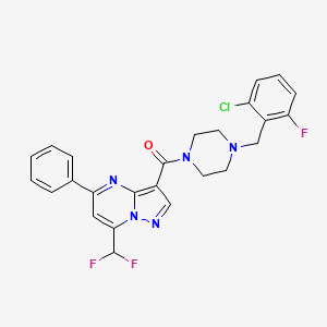 molecular formula C25H21ClF3N5O B4362567 [4-(2-CHLORO-6-FLUOROBENZYL)PIPERAZINO][7-(DIFLUOROMETHYL)-5-PHENYLPYRAZOLO[1,5-A]PYRIMIDIN-3-YL]METHANONE 