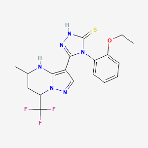 molecular formula C18H19F3N6OS B4362575 4-(2-ETHOXYPHENYL)-5-[5-METHYL-7-(TRIFLUOROMETHYL)-4,5,6,7-TETRAHYDROPYRAZOLO[1,5-A]PYRIMIDIN-3-YL]-4H-1,2,4-TRIAZOL-3-YLHYDROSULFIDE 