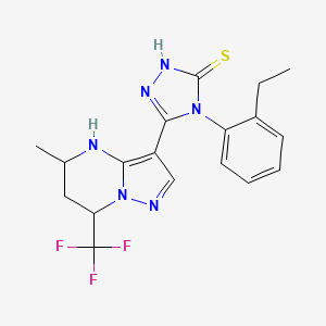 4-(2-ETHYLPHENYL)-5-[5-METHYL-7-(TRIFLUOROMETHYL)-4,5,6,7-TETRAHYDROPYRAZOLO[1,5-A]PYRIMIDIN-3-YL]-4H-1,2,4-TRIAZOL-3-YLHYDROSULFIDE