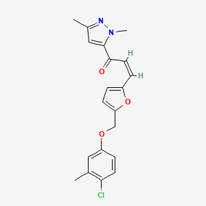 molecular formula C20H19ClN2O3 B4362603 (Z)-3-{5-[(4-CHLORO-3-METHYLPHENOXY)METHYL]-2-FURYL}-1-(1,3-DIMETHYL-1H-PYRAZOL-5-YL)-2-PROPEN-1-ONE 