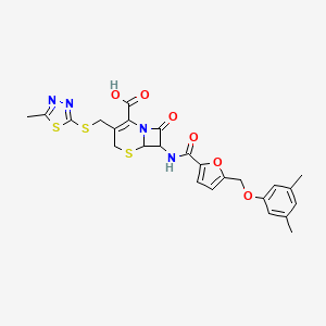 molecular formula C25H24N4O6S3 B4362705 7-[({5-[(3,5-DIMETHYLPHENOXY)METHYL]-2-FURYL}CARBONYL)AMINO]-3-{[(5-METHYL-1,3,4-THIADIAZOL-2-YL)SULFANYL]METHYL}-8-OXO-5-THIA-1-AZABICYCLO[4.2.0]OCT-2-ENE-2-CARBOXYLIC ACID 