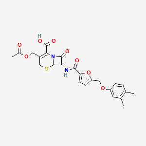 3-[(ACETYLOXY)METHYL]-7-[({5-[(3,4-DIMETHYLPHENOXY)METHYL]-2-FURYL}CARBONYL)AMINO]-8-OXO-5-THIA-1-AZABICYCLO[4.2.0]OCT-2-ENE-2-CARBOXYLIC ACID