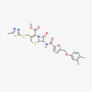 7-[({5-[(3,4-DIMETHYLPHENOXY)METHYL]-2-FURYL}CARBONYL)AMINO]-3-{[(5-METHYL-1,3,4-THIADIAZOL-2-YL)SULFANYL]METHYL}-8-OXO-5-THIA-1-AZABICYCLO[4.2.0]OCT-2-ENE-2-CARBOXYLIC ACID