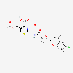 3-[(ACETYLOXY)METHYL]-7-[({5-[(4-CHLORO-2-ISOPROPYL-5-METHYLPHENOXY)METHYL]-2-FURYL}CARBONYL)AMINO]-8-OXO-5-THIA-1-AZABICYCLO[4.2.0]OCT-2-ENE-2-CARBOXYLIC ACID