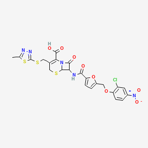 7-[({5-[(2-CHLORO-4-NITROPHENOXY)METHYL]-2-FURYL}CARBONYL)AMINO]-3-{[(5-METHYL-1,3,4-THIADIAZOL-2-YL)SULFANYL]METHYL}-8-OXO-5-THIA-1-AZABICYCLO[4.2.0]OCT-2-ENE-2-CARBOXYLIC ACID