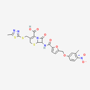 7-[({5-[(3-METHYL-4-NITROPHENOXY)METHYL]-2-FURYL}CARBONYL)AMINO]-3-{[(5-METHYL-1,3,4-THIADIAZOL-2-YL)SULFANYL]METHYL}-8-OXO-5-THIA-1-AZABICYCLO[4.2.0]OCT-2-ENE-2-CARBOXYLIC ACID