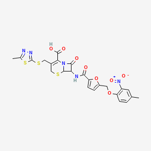 7-[({5-[(4-METHYL-2-NITROPHENOXY)METHYL]-2-FURYL}CARBONYL)AMINO]-3-{[(5-METHYL-1,3,4-THIADIAZOL-2-YL)SULFANYL]METHYL}-8-OXO-5-THIA-1-AZABICYCLO[4.2.0]OCT-2-ENE-2-CARBOXYLIC ACID