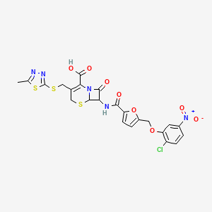 7-[({5-[(2-CHLORO-5-NITROPHENOXY)METHYL]-2-FURYL}CARBONYL)AMINO]-3-{[(5-METHYL-1,3,4-THIADIAZOL-2-YL)SULFANYL]METHYL}-8-OXO-5-THIA-1-AZABICYCLO[4.2.0]OCT-2-ENE-2-CARBOXYLIC ACID