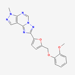 molecular formula C19H16N6O3 B4362810 2-{5-[(2-methoxyphenoxy)methyl]-2-furyl}-7-methyl-7H-pyrazolo[4,3-e][1,2,4]triazolo[1,5-c]pyrimidine 