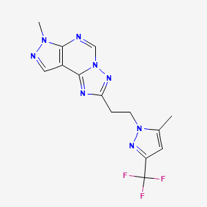 7-methyl-2-{2-[5-methyl-3-(trifluoromethyl)-1H-pyrazol-1-yl]ethyl}-7H-pyrazolo[4,3-e][1,2,4]triazolo[1,5-c]pyrimidine