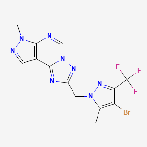 molecular formula C13H10BrF3N8 B4362877 2-{[4-bromo-5-methyl-3-(trifluoromethyl)-1H-pyrazol-1-yl]methyl}-7-methyl-7H-pyrazolo[4,3-e][1,2,4]triazolo[1,5-c]pyrimidine 