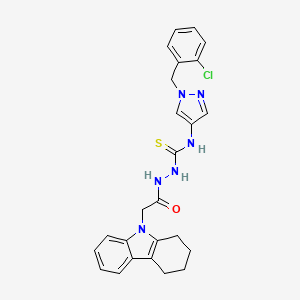 molecular formula C25H25ClN6OS B4362893 N~1~-[1-(2-CHLOROBENZYL)-1H-PYRAZOL-4-YL]-2-[2-(1,2,3,4-TETRAHYDRO-9H-CARBAZOL-9-YL)ACETYL]-1-HYDRAZINECARBOTHIOAMIDE 