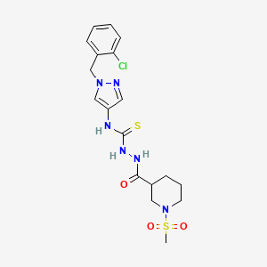 molecular formula C18H23ClN6O3S2 B4362899 N-[1-(2-CHLOROBENZYL)-1H-PYRAZOL-4-YL]-2-{[1-(METHYLSULFONYL)-3-PIPERIDYL]CARBONYL}-1-HYDRAZINECARBOTHIOAMIDE 