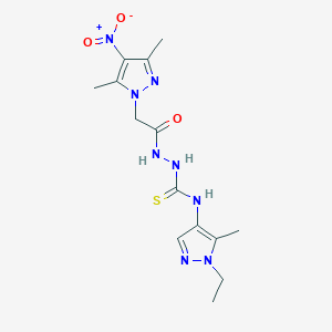 molecular formula C14H20N8O3S B4362938 2-[2-(3,5-DIMETHYL-4-NITRO-1H-PYRAZOL-1-YL)ACETYL]-N-(1-ETHYL-5-METHYL-1H-PYRAZOL-4-YL)-1-HYDRAZINECARBOTHIOAMIDE 