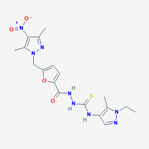 2-({5-[(3,5-DIMETHYL-4-NITRO-1H-PYRAZOL-1-YL)METHYL]-2-FURYL}CARBONYL)-N-(1-ETHYL-5-METHYL-1H-PYRAZOL-4-YL)-1-HYDRAZINECARBOTHIOAMIDE