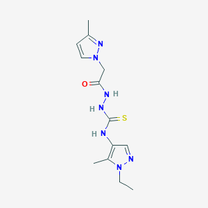 molecular formula C13H19N7OS B4362957 N-(1-ETHYL-5-METHYL-1H-PYRAZOL-4-YL)-2-[2-(3-METHYL-1H-PYRAZOL-1-YL)ACETYL]-1-HYDRAZINECARBOTHIOAMIDE 