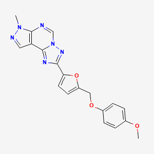 molecular formula C19H16N6O3 B4362979 2-{5-[(4-methoxyphenoxy)methyl]-2-furyl}-7-methyl-7H-pyrazolo[4,3-e][1,2,4]triazolo[1,5-c]pyrimidine 