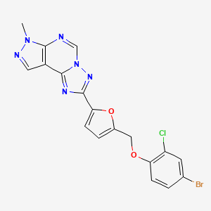 molecular formula C18H12BrClN6O2 B4362992 2-{5-[(4-bromo-2-chlorophenoxy)methyl]-2-furyl}-7-methyl-7H-pyrazolo[4,3-e][1,2,4]triazolo[1,5-c]pyrimidine 