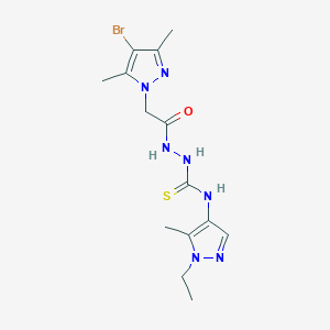 molecular formula C14H20BrN7OS B4363038 2-[2-(4-BROMO-3,5-DIMETHYL-1H-PYRAZOL-1-YL)ACETYL]-N-(1-ETHYL-5-METHYL-1H-PYRAZOL-4-YL)-1-HYDRAZINECARBOTHIOAMIDE 