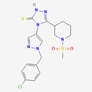 molecular formula C18H21ClN6O2S2 B4363056 4-[1-(4-CHLOROBENZYL)-1H-PYRAZOL-4-YL]-5-[1-(METHYLSULFONYL)-3-PIPERIDYL]-4H-1,2,4-TRIAZOL-3-YLHYDROSULFIDE 