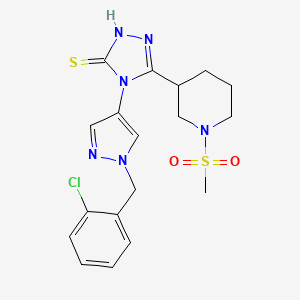 molecular formula C18H21ClN6O2S2 B4363059 4-[1-(2-CHLOROBENZYL)-1H-PYRAZOL-4-YL]-5-[1-(METHYLSULFONYL)-3-PIPERIDYL]-4H-1,2,4-TRIAZOL-3-YLHYDROSULFIDE 