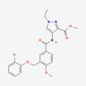 molecular formula C22H22BrN3O5 B4363099 methyl 4-({3-[(2-bromophenoxy)methyl]-4-methoxybenzoyl}amino)-1-ethyl-1H-pyrazole-3-carboxylate 