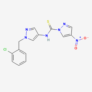 molecular formula C14H11ClN6O2S B4363105 N-[1-(2-chlorobenzyl)-1H-pyrazol-4-yl]-4-nitro-1H-pyrazole-1-carbothioamide 