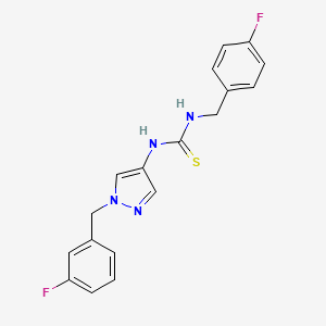 molecular formula C18H16F2N4S B4363127 N-(4-fluorobenzyl)-N'-[1-(3-fluorobenzyl)-1H-pyrazol-4-yl]thiourea 