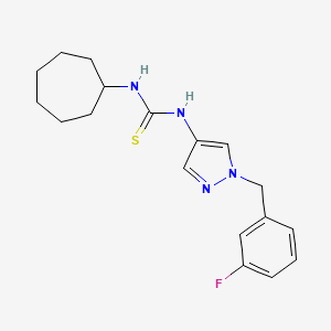 molecular formula C18H23FN4S B4363138 N-cycloheptyl-N'-[1-(3-fluorobenzyl)-1H-pyrazol-4-yl]thiourea 