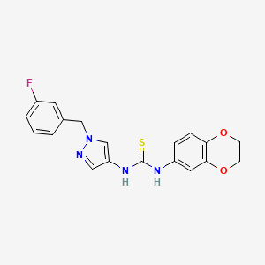 molecular formula C19H17FN4O2S B4363144 N-(2,3-dihydro-1,4-benzodioxin-6-yl)-N'-[1-(3-fluorobenzyl)-1H-pyrazol-4-yl]thiourea 