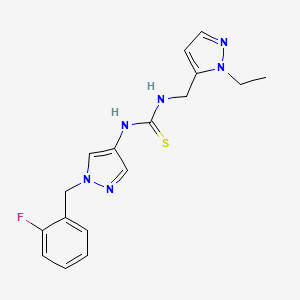 molecular formula C17H19FN6S B4363169 N-[(1-ethyl-1H-pyrazol-5-yl)methyl]-N'-[1-(2-fluorobenzyl)-1H-pyrazol-4-yl]thiourea 