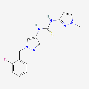 molecular formula C15H15FN6S B4363175 N-[1-(2-fluorobenzyl)-1H-pyrazol-4-yl]-N'-(1-methyl-1H-pyrazol-3-yl)thiourea 