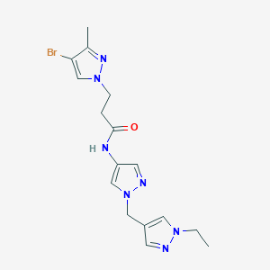 molecular formula C16H20BrN7O B4363235 3-(4-bromo-3-methyl-1H-pyrazol-1-yl)-N-{1-[(1-ethyl-1H-pyrazol-4-yl)methyl]-1H-pyrazol-4-yl}propanamide 